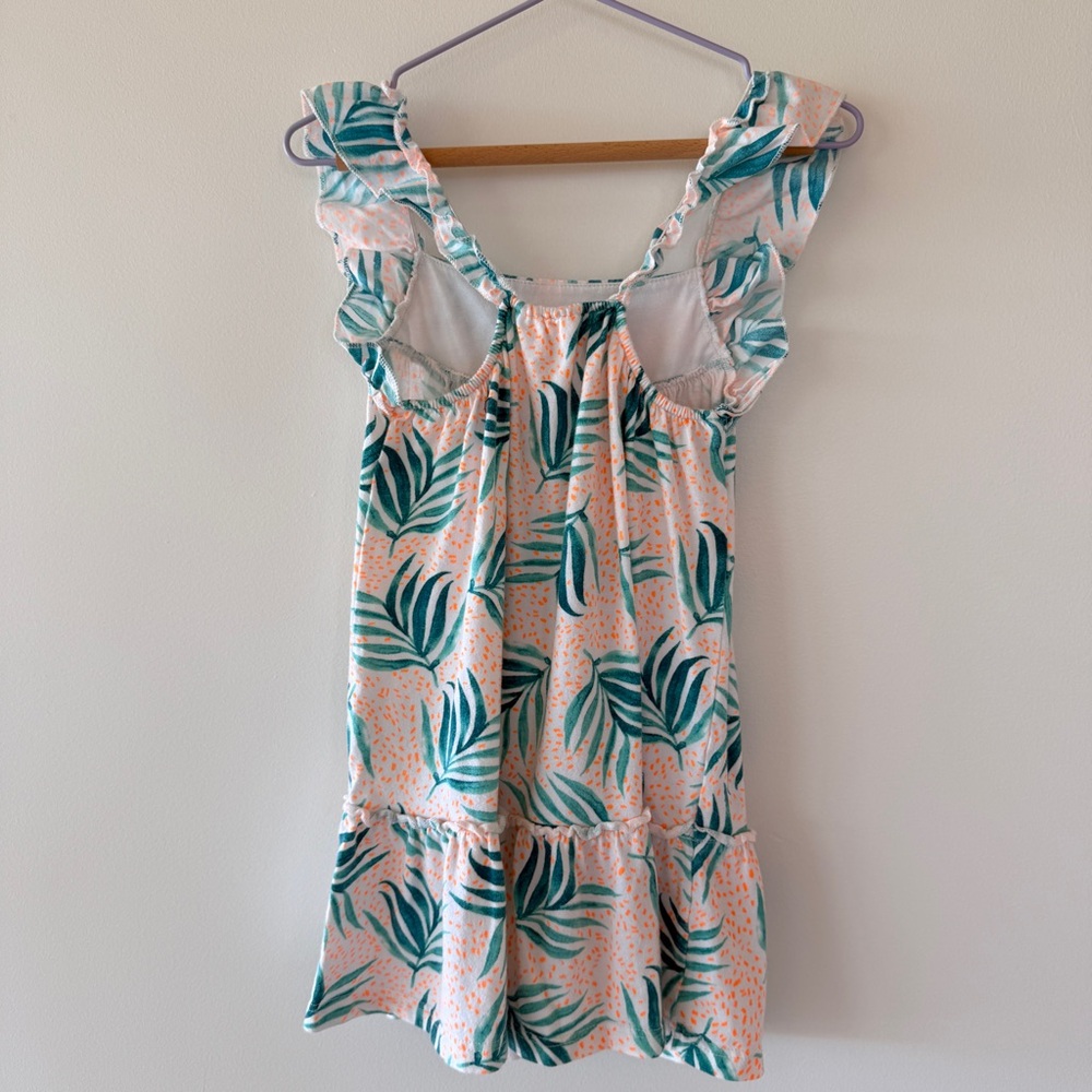 Zara Girls Tropical Palm Leaf Ruffle Tiered Summer Dress Green Orange 3-4Y - Picture 5 of 9